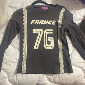 Edikted Black Long Sleeve Kids Tee with France 76 Design